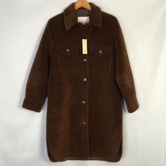 REBECCA MINKOFF Harper Teddy Bear Wool Coat Chocolate Brown Size M - Picture 4 of 14